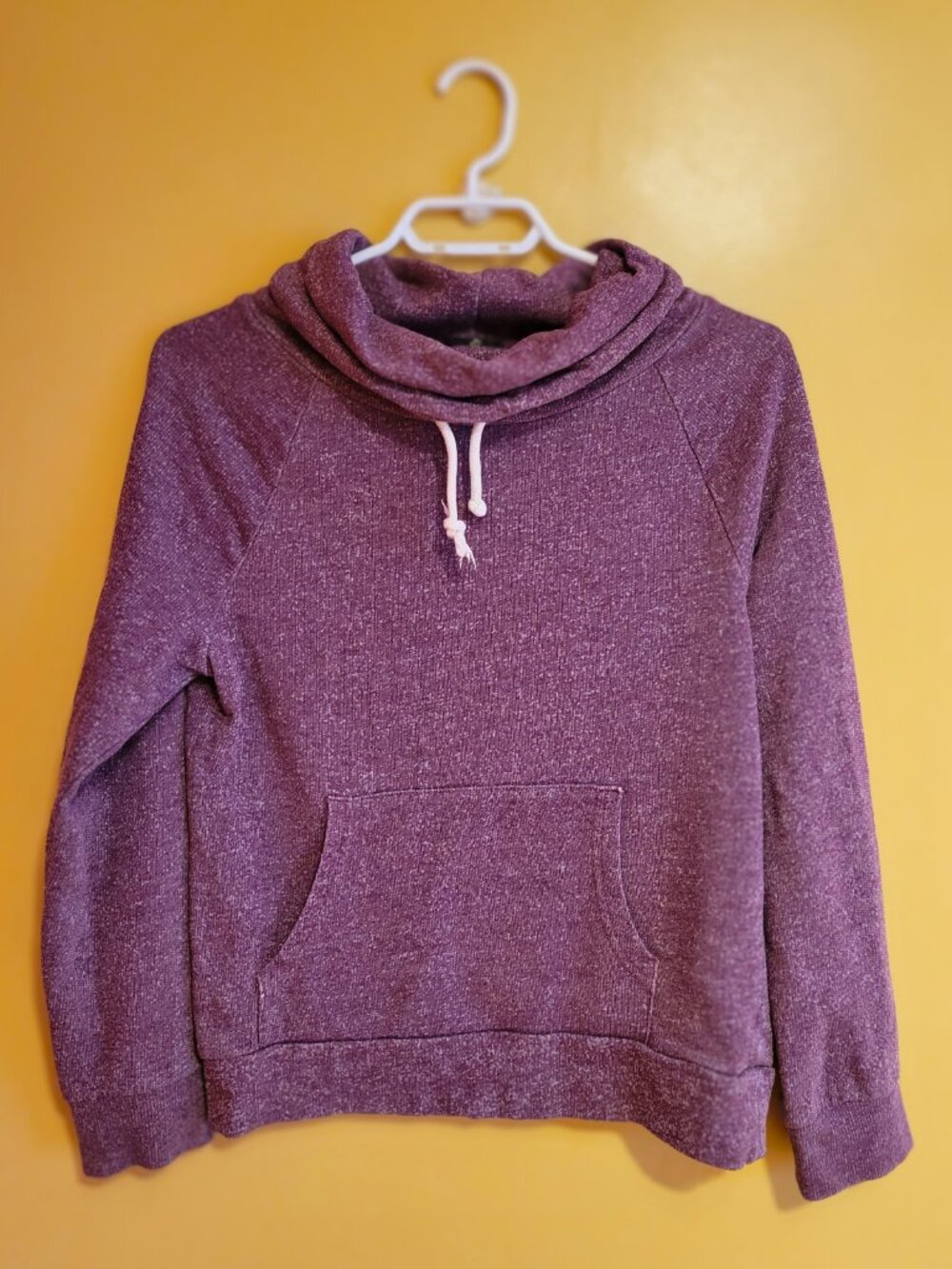 Cowl Neck Hoodie Heather Purple/Burgundy S